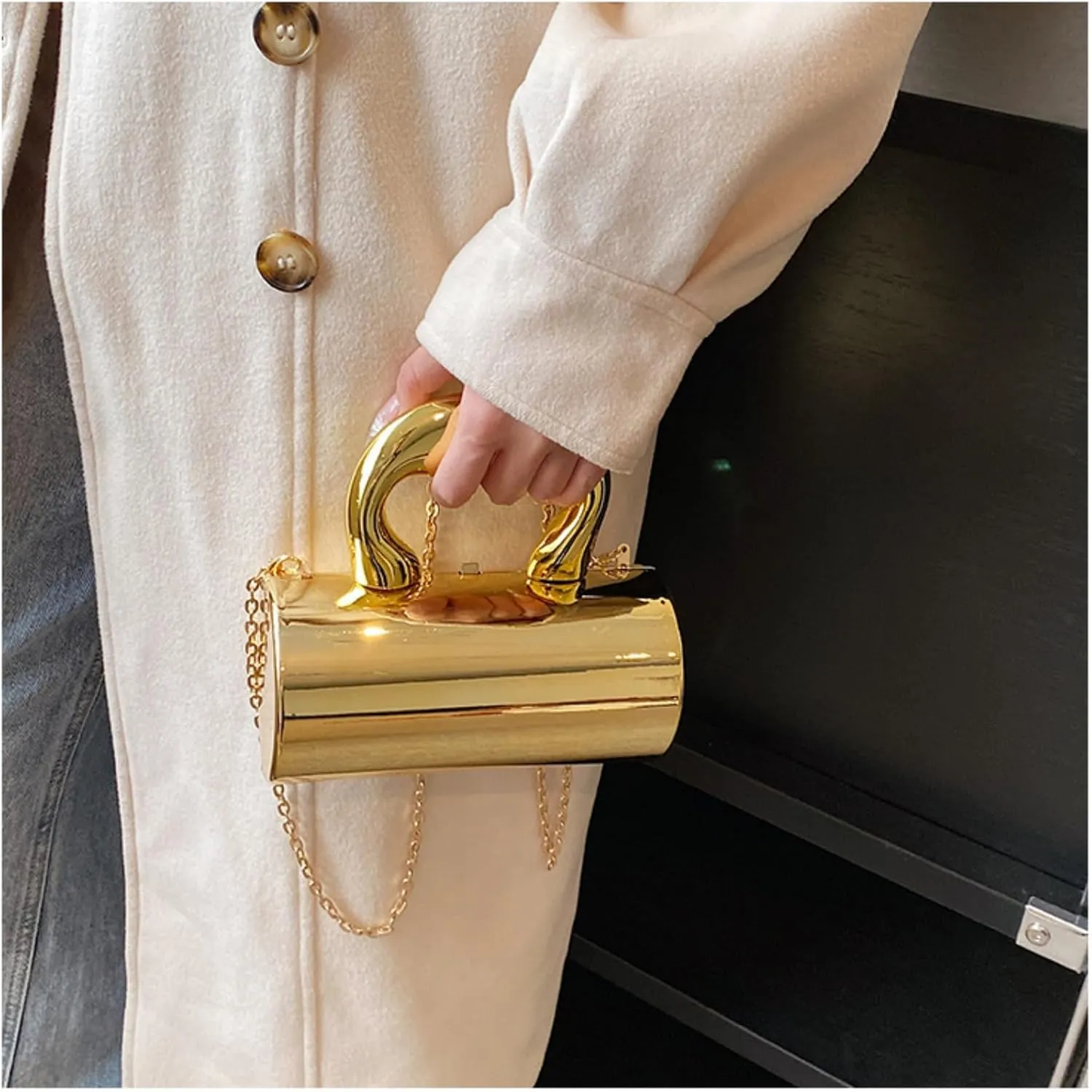 Clutch Tote Bag for Women, Acrylic Hobo Purse Y2k Clutch Fashion Crossbody Handbag Cylindric Evening Shoulder Bag