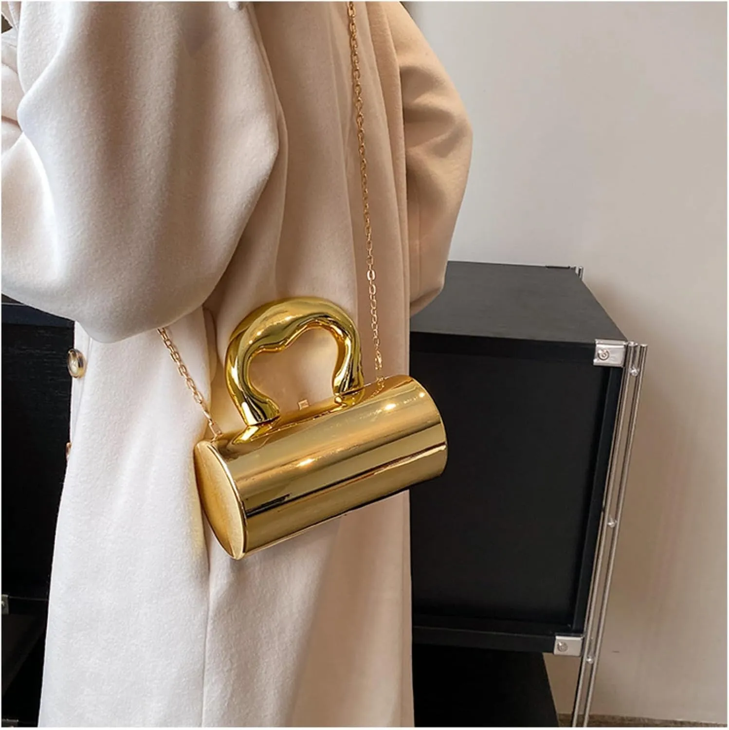 Clutch Tote Bag for Women, Acrylic Hobo Purse Y2k Clutch Fashion Crossbody Handbag Cylindric Evening Shoulder Bag
