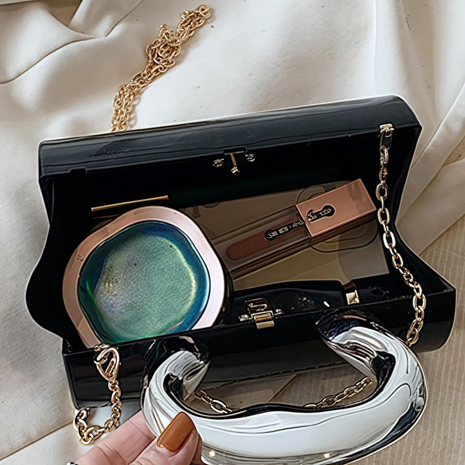 Clutch Tote Bag for Women, Acrylic Hobo Purse Y2k Clutch Fashion Crossbody Handbag Cylindric Evening Shoulder Bag