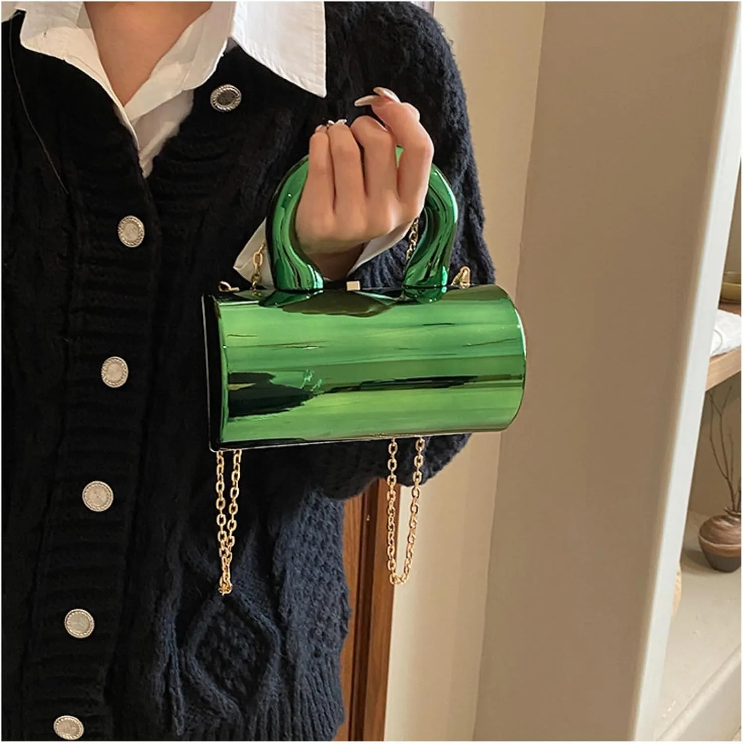 Clutch Tote Bag for Women, Acrylic Hobo Purse Y2k Clutch Fashion Crossbody Handbag Cylindric Evening Shoulder Bag