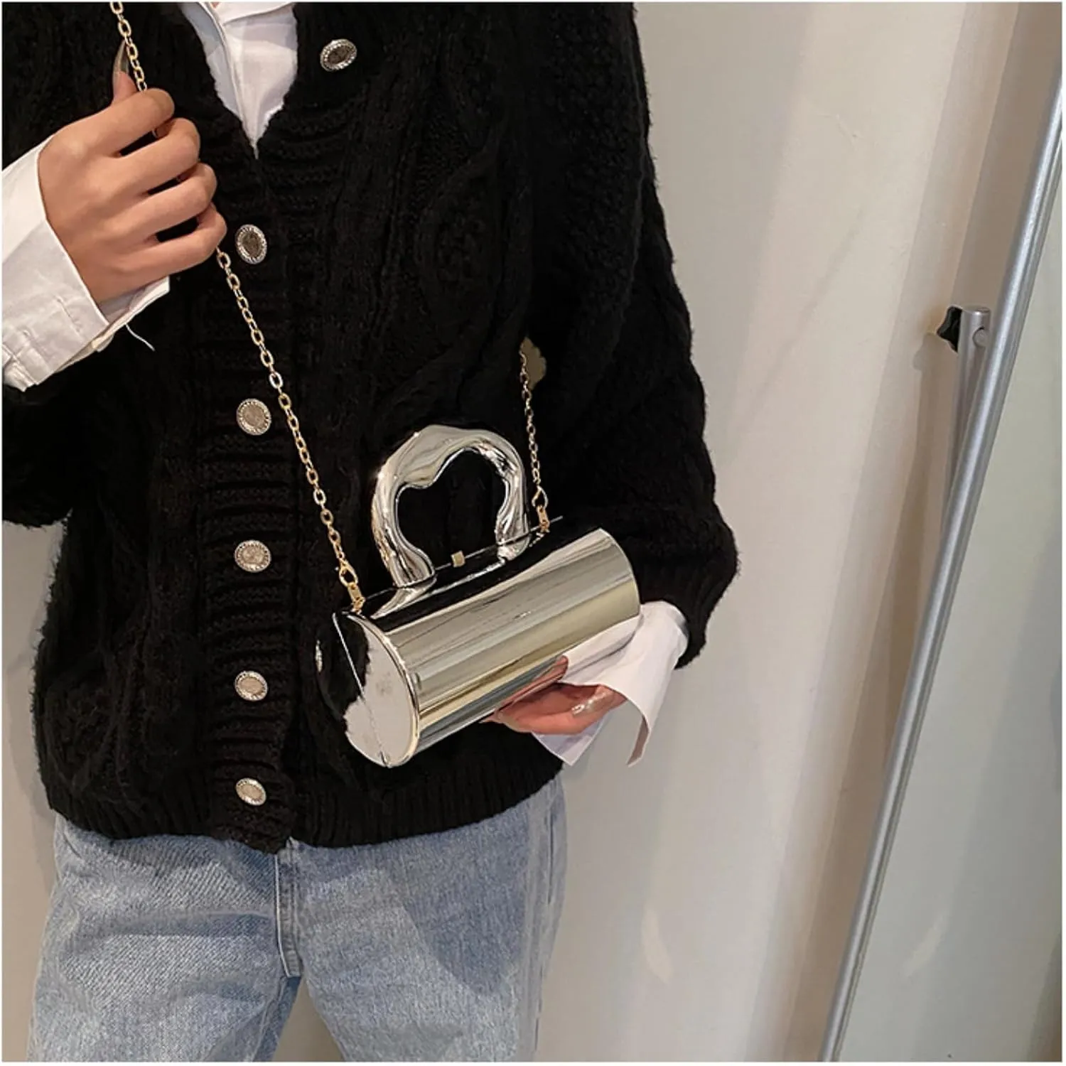 Clutch Tote Bag for Women, Acrylic Hobo Purse Y2k Clutch Fashion Crossbody Handbag Cylindric Evening Shoulder Bag