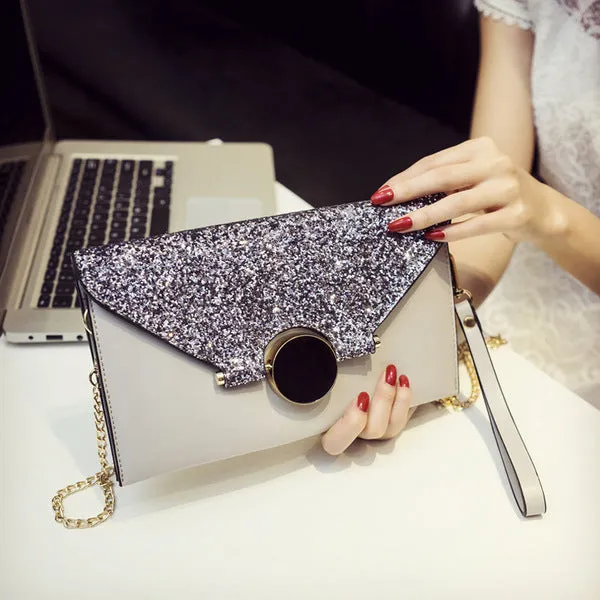 CM-BG103072 Women Seoul Style Brightly Sequin Patchwork Mini Clutch Bag (Available in 3 colors)