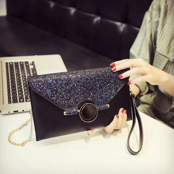 CM-BG103072 Women Seoul Style Brightly Sequin Patchwork Mini Clutch Bag (Available in 3 colors)