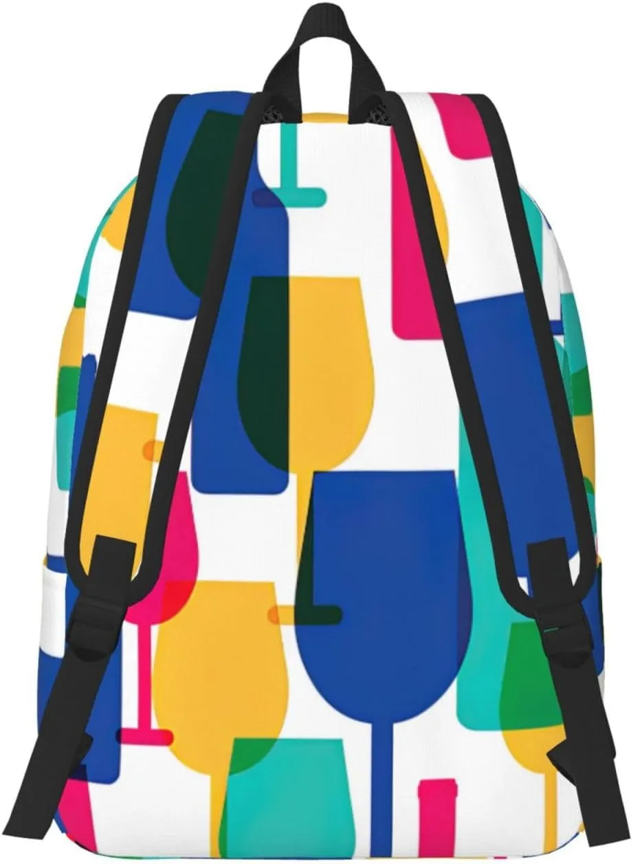 Cocktail Glasses and Wine Bottles Canvas Casual Lightweight Duffel Bag, Fashion Duffel Bag, Unisex Travel Backpack