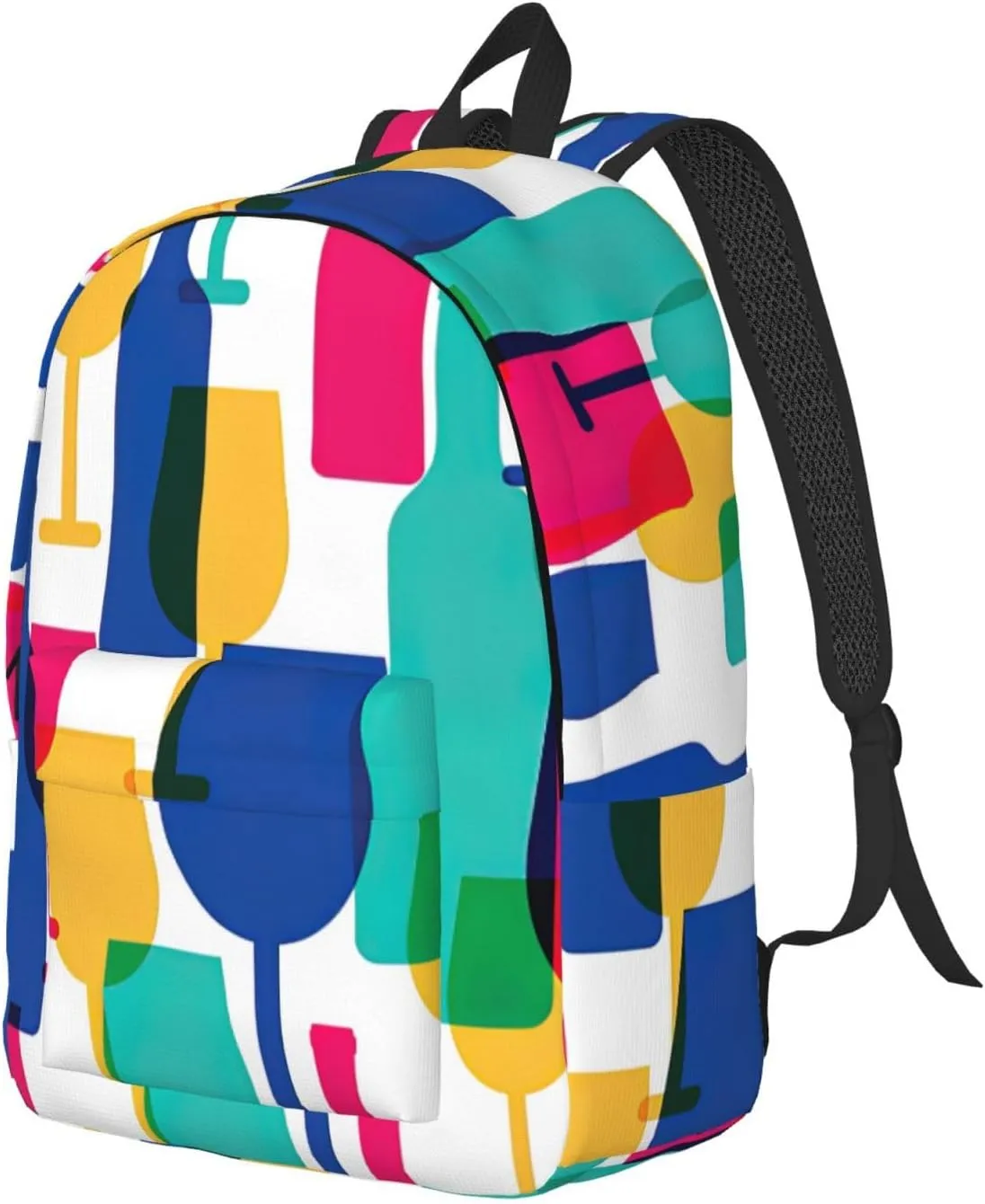 Cocktail Glasses and Wine Bottles Canvas Casual Lightweight Duffel Bag, Fashion Duffel Bag, Unisex Travel Backpack