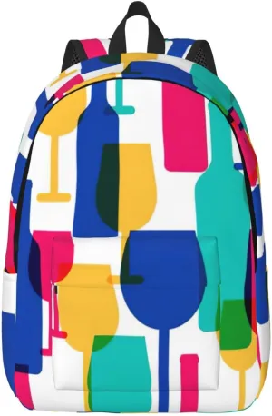 Cocktail Glasses and Wine Bottles Canvas Casual Lightweight Duffel Bag, Fashion Duffel Bag, Unisex Travel Backpack