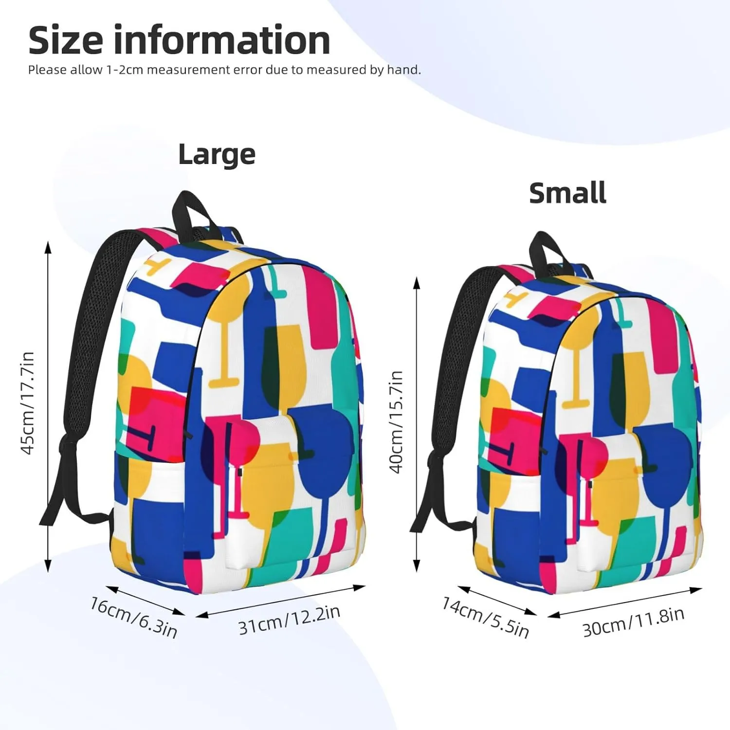 Cocktail Glasses and Wine Bottles Canvas Casual Lightweight Duffel Bag, Fashion Duffel Bag, Unisex Travel Backpack