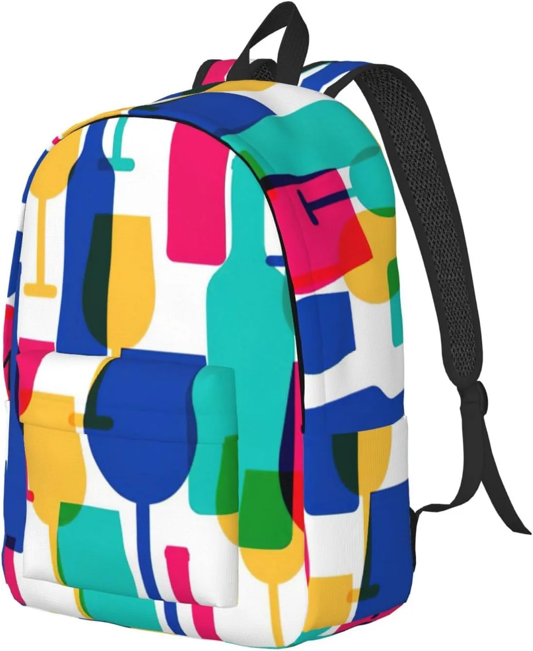 Cocktail Glasses and Wine Bottles Canvas Casual Lightweight Duffel Bag, Fashion Duffel Bag, Unisex Travel Backpack