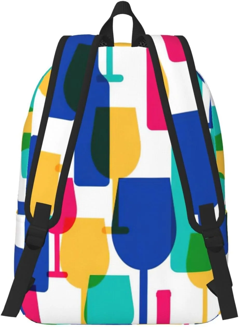 Cocktail Glasses and Wine Bottles Canvas Casual Lightweight Duffel Bag, Fashion Duffel Bag, Unisex Travel Backpack