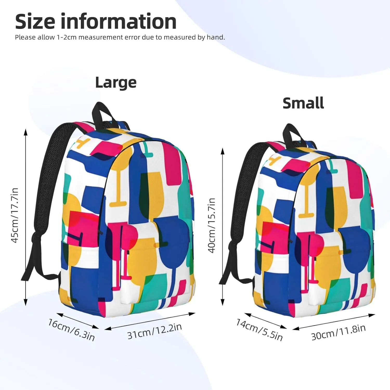 Cocktail Glasses and Wine Bottles Canvas Casual Lightweight Duffel Bag, Fashion Duffel Bag, Unisex Travel Backpack
