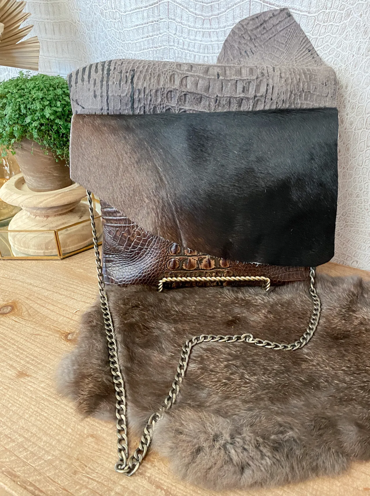 Coco Double Flap Croc Clutch/Crossbody