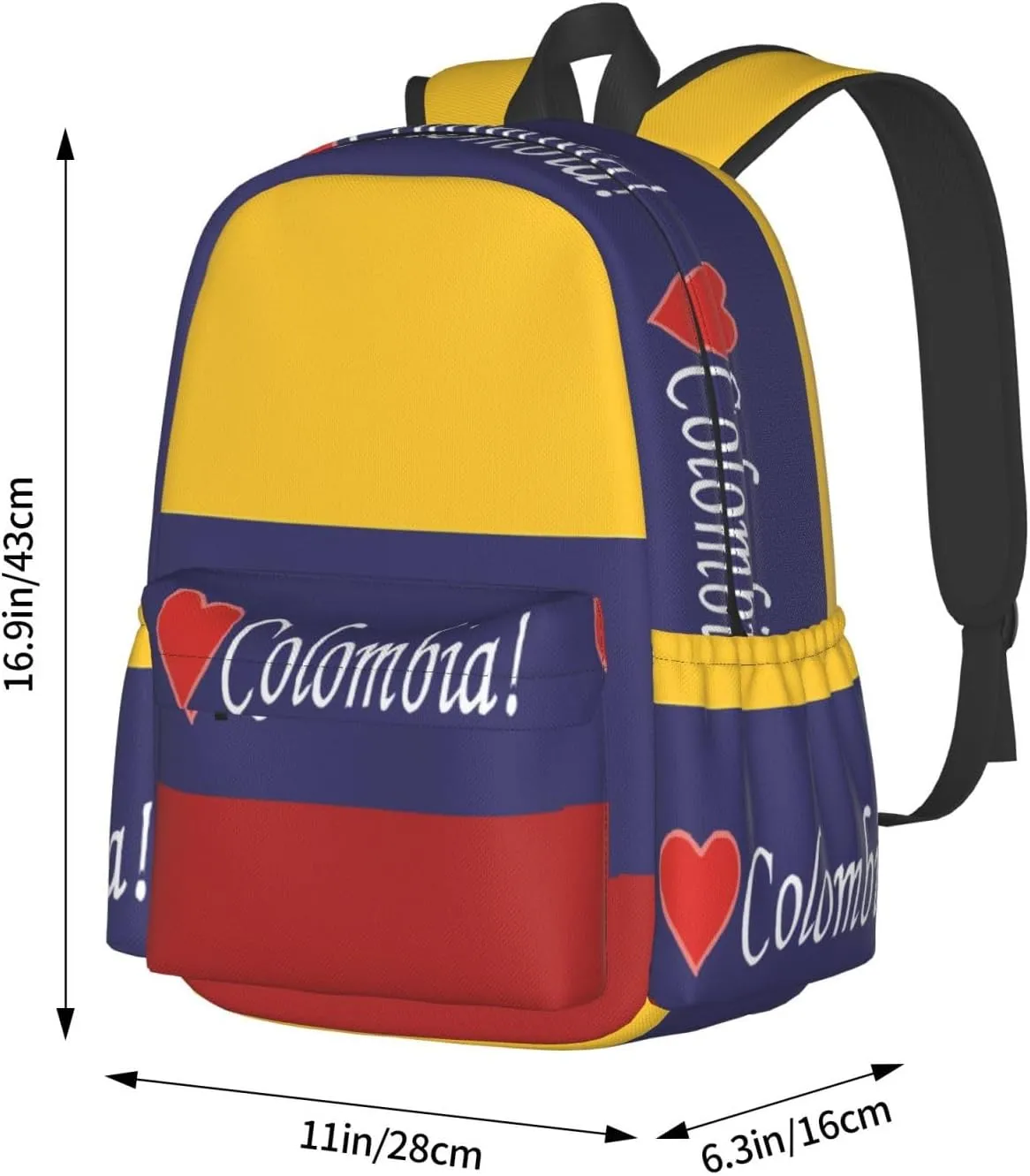 Colombian Colombia Flag Large Travel Backpack Casual Backpacks Laptop Daypack Working Rucksack Lightweight Back Pack Sports Bag with Adjustable Shoulder Strap