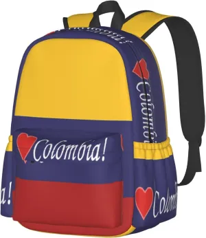 Colombian Colombia Flag Large Travel Backpack Casual Backpacks Laptop Daypack Working Rucksack Lightweight Back Pack Sports Bag with Adjustable Shoulder Strap