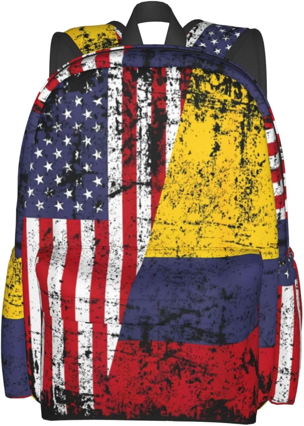 Colombian Roots Half American Flag Colombia Large Travel Backpack Casual Backpacks Laptop Daypack Working Rucksack Lightweight Back Pack Sports Bag with Adjustable Shoulder Strap