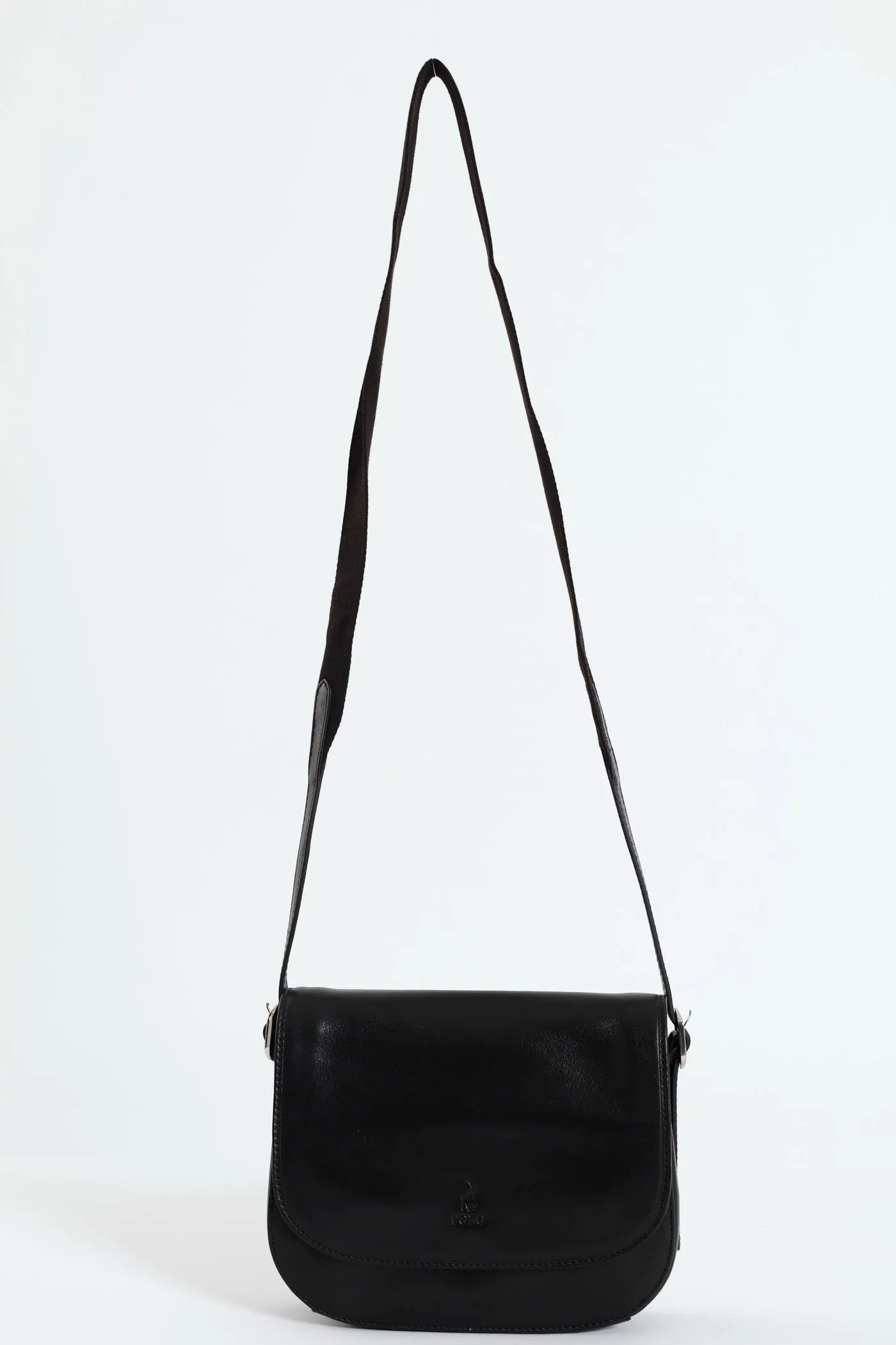 Colorado Leather Flap Over Bag - Black