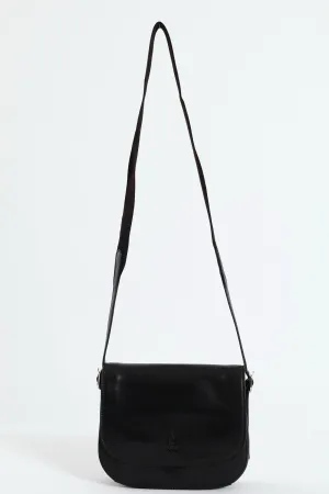 Colorado Leather Flap Over Bag - Black