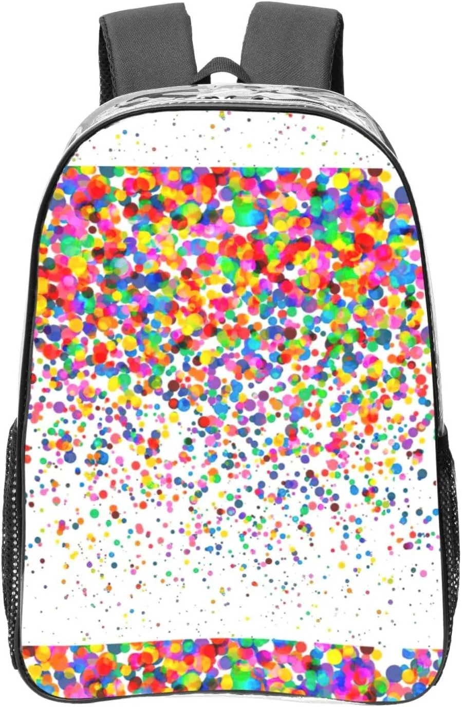 Colored dots art Print Large Clear PVC Backpack Men Women Suitable Bag Stadium Event Outdoor Sport Travel