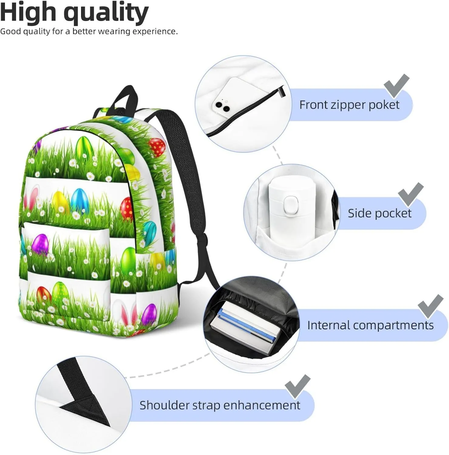 Colorful Easter Egg Canvas Casual Lightweight Duffel Bag, Fashion Duffel Bag, Casual Daypack, Unisex Travel Backpack