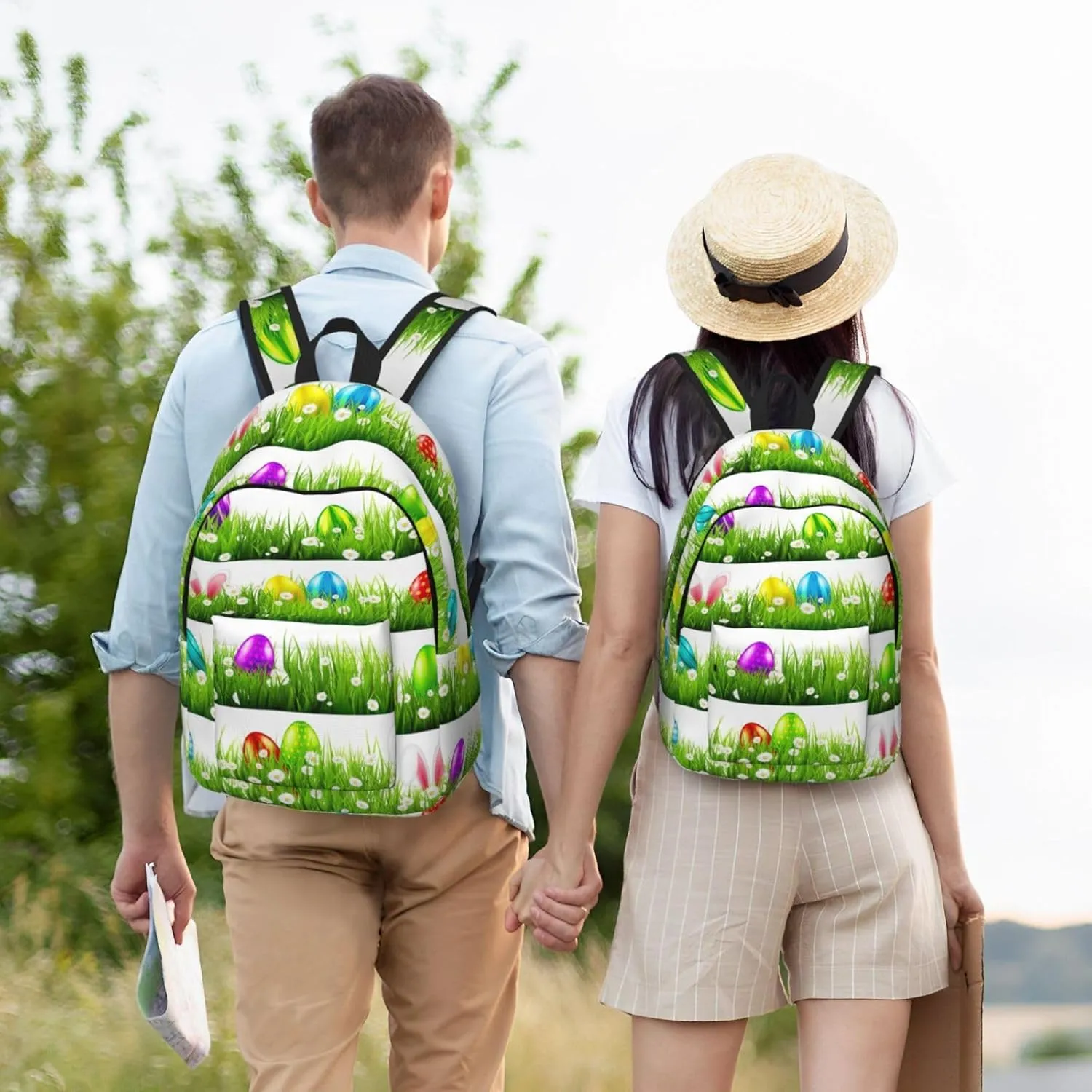 Colorful Easter Egg Canvas Casual Lightweight Duffel Bag, Fashion Duffel Bag, Casual Daypack, Unisex Travel Backpack