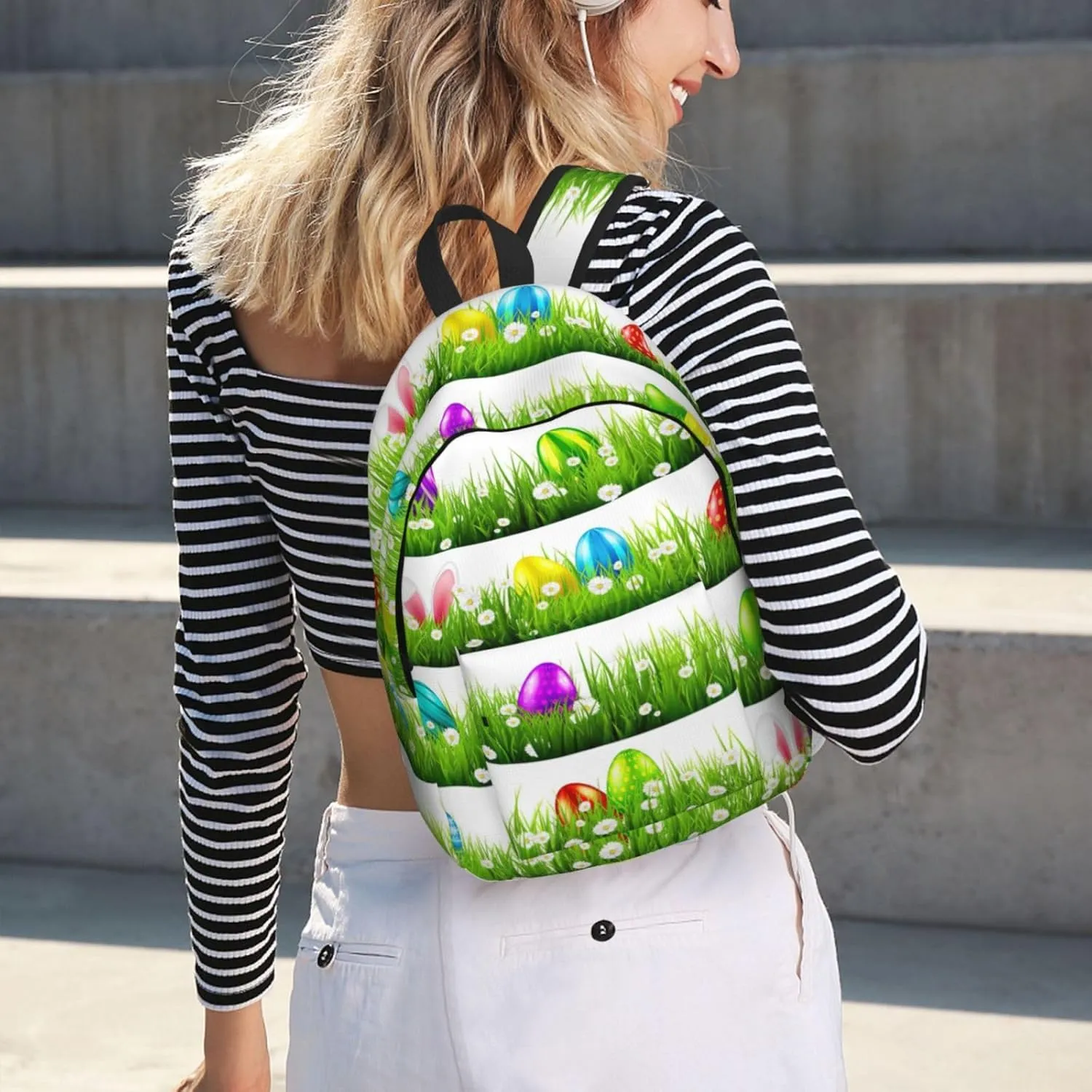 Colorful Easter Egg Canvas Casual Lightweight Duffel Bag, Fashion Duffel Bag, Casual Daypack, Unisex Travel Backpack