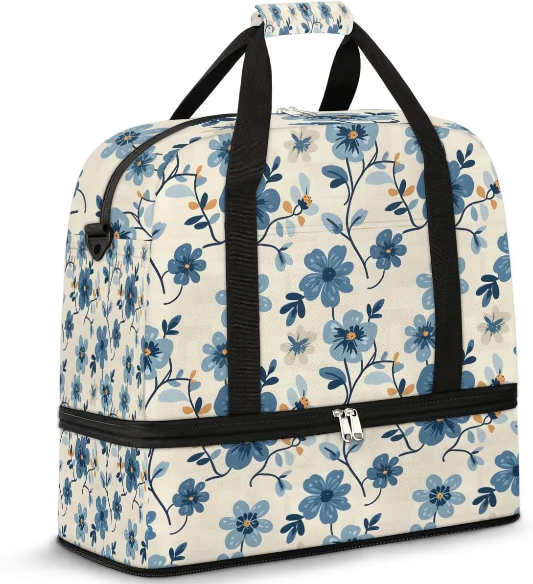 Colorful Flowers Pattern Fancy Travel Duffle Bag, Collapsible Travel Bag Sports Gym Bag With Shoes Compartment Weekender Bag Overnight Bag For Women Men