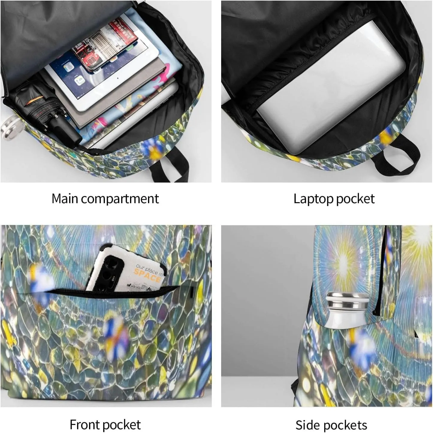 Colorful Glass Light Tunnel Adult Backpacks 15 Inch Laptop Backpack Travel Bag for Men Women Gifts