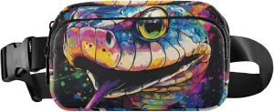 Colorful Snake Head Women Fanny Packs Anti Theft Belt Bag Waterproof Trendy Waist Pouches for Men