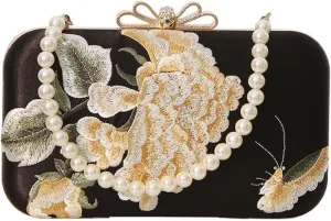 Comeon Floral Evening Clutch Purse for Women, Flower Evening Handbag for Wedding Formal Party Prom Crossbody Bag Shoulder Bag