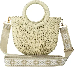 Comeon Straw Handbags for Women,Summer Beach Crossbody Handbags Woven Vacation Purse