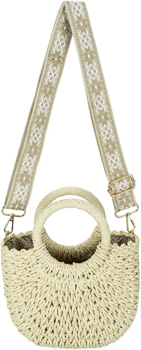 Comeon Straw Handbags for Women,Summer Beach Crossbody Handbags Woven Vacation Purse