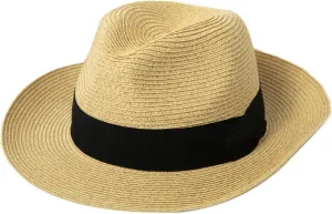 Comhats Oversized XL XXL Straw Fedora Hats for Men Big Head Mid Brim Sun UV Protection Summer Beach