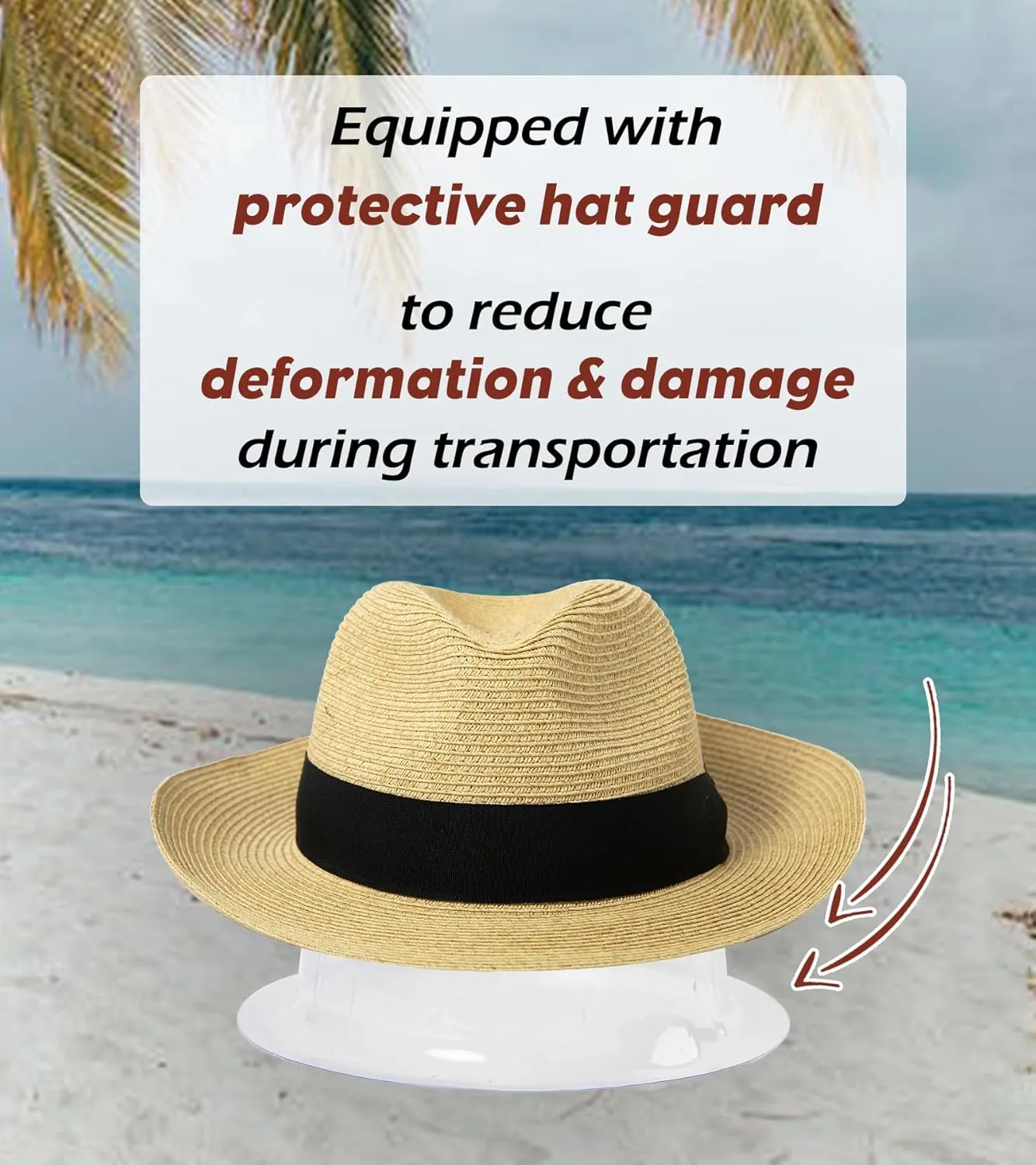 Comhats Oversized XL XXL Straw Fedora Hats for Men Big Head Mid Brim Sun UV Protection Summer Beach