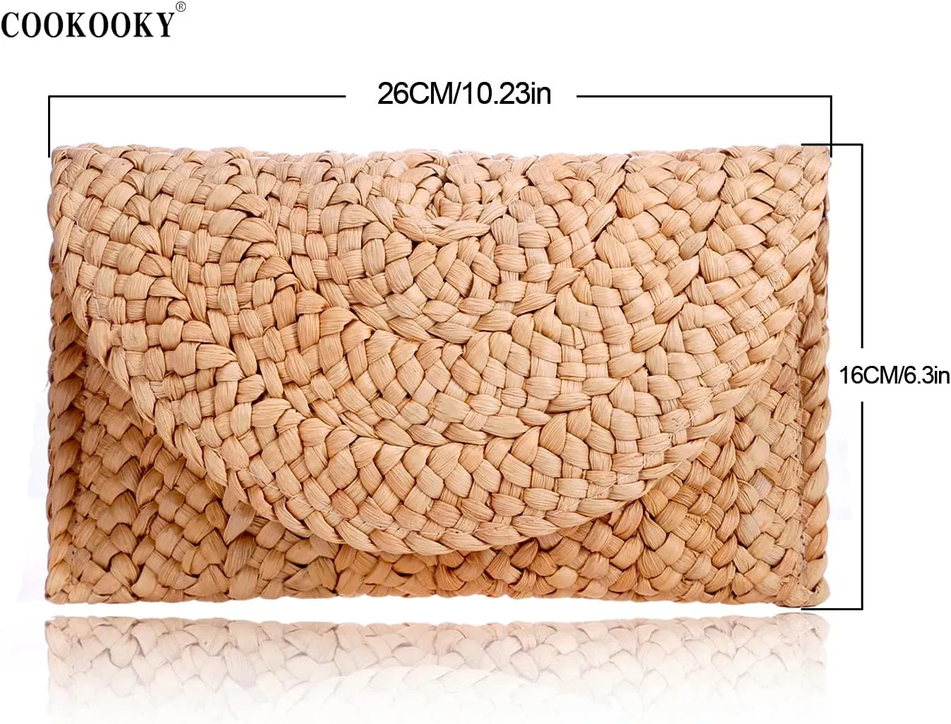 COOKOOKY Straw Clutch Handbag Summer Beach Straw Purse for Women woven Envelope Bag