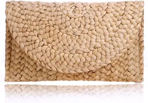COOKOOKY Straw Clutch Handbag Summer Beach Straw Purse for Women woven Envelope Bag