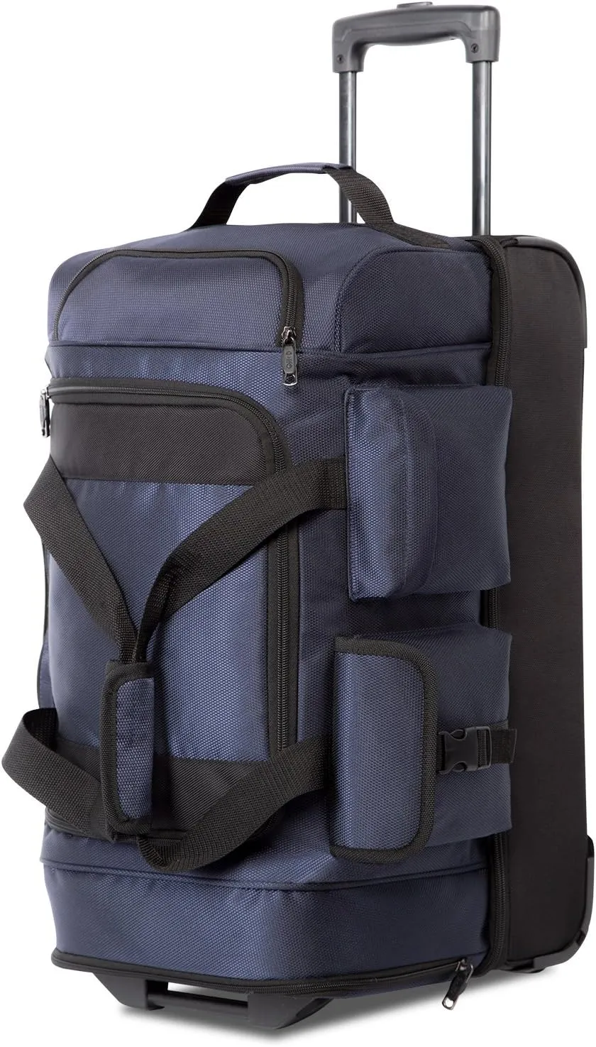 Coolife Rolling Duffel Travel Duffel Bag Wheeled Duffel Suitcase Luggage 8 Pockets 30in
