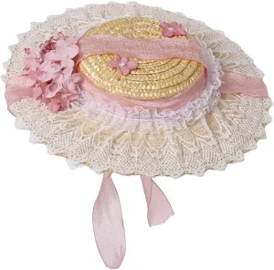 COSDREAMER Girls Women Victorian Tea Party Sun Hat Bows Flowers Straw Hats