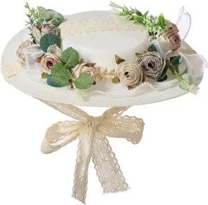 COSDREAMER Girls Women Victorian Tea Party Sun Hat Bows Flowers Straw Hats