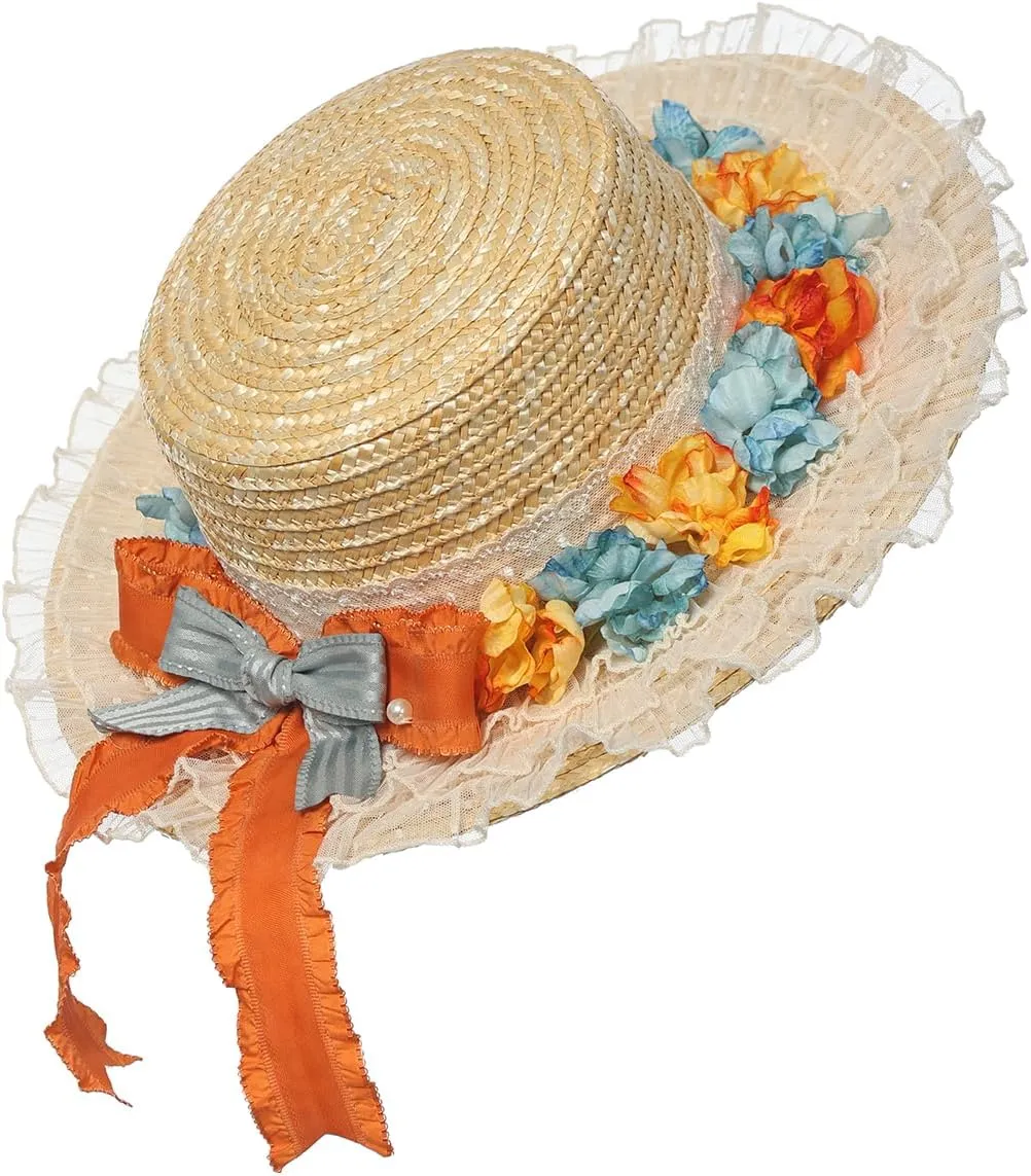 COSDREAMER Womens Victorian Hat Vintage Tea Party Sun Hat Flat