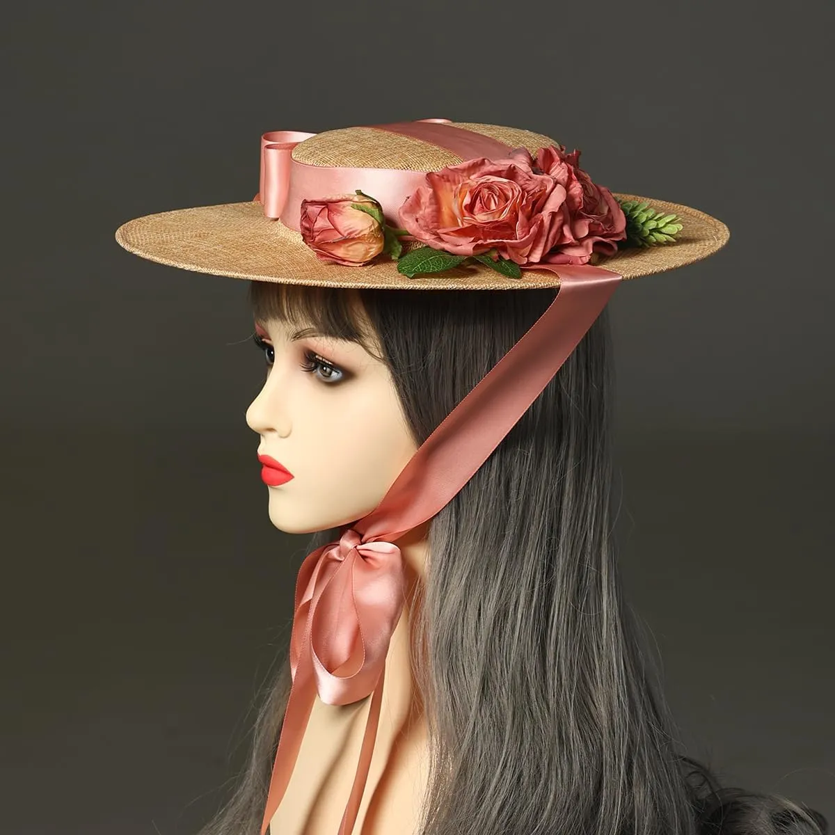 COSDREAMER Womens Victorian Hat Vintage Tea Party Sun Hat Flat