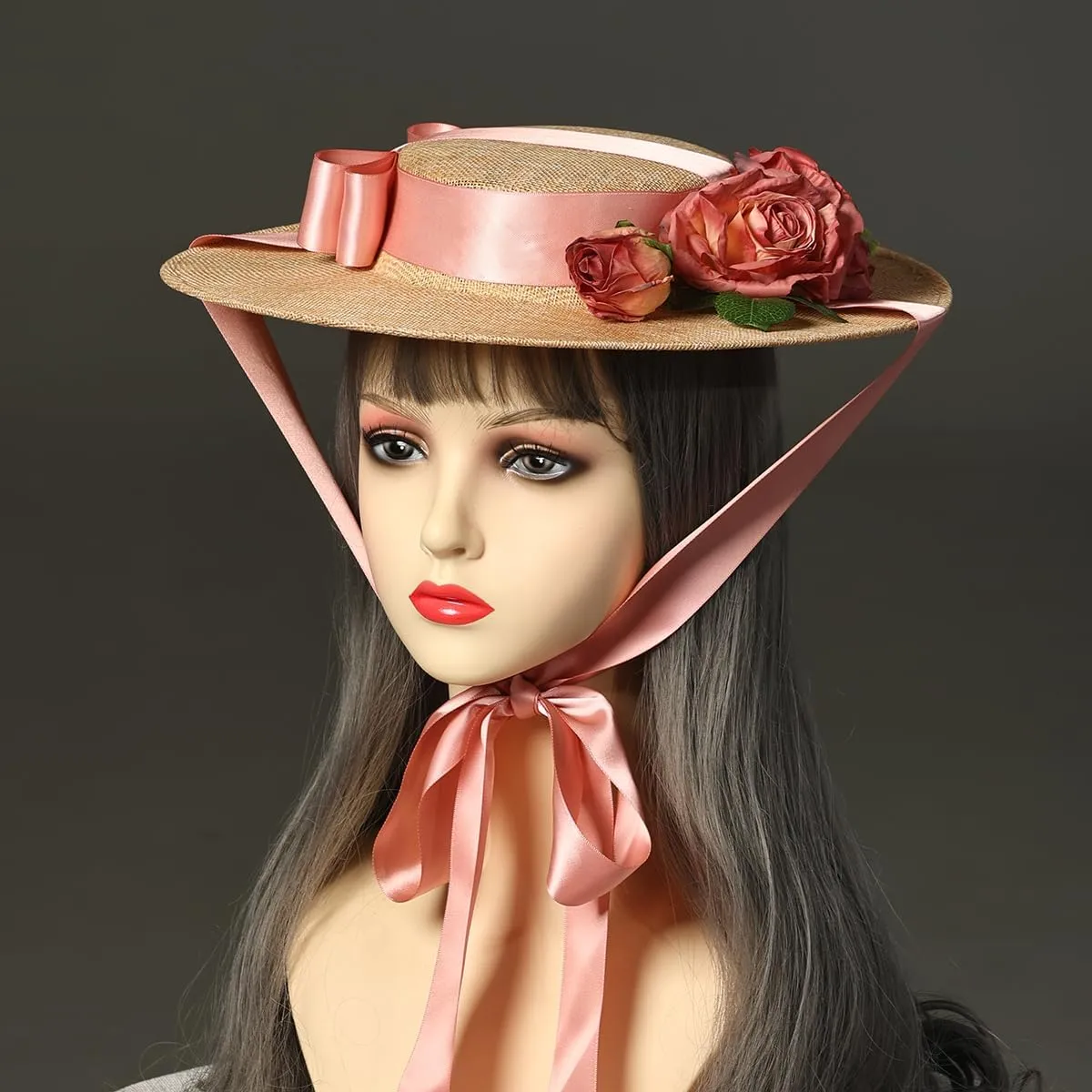 COSDREAMER Womens Victorian Hat Vintage Tea Party Sun Hat Flat