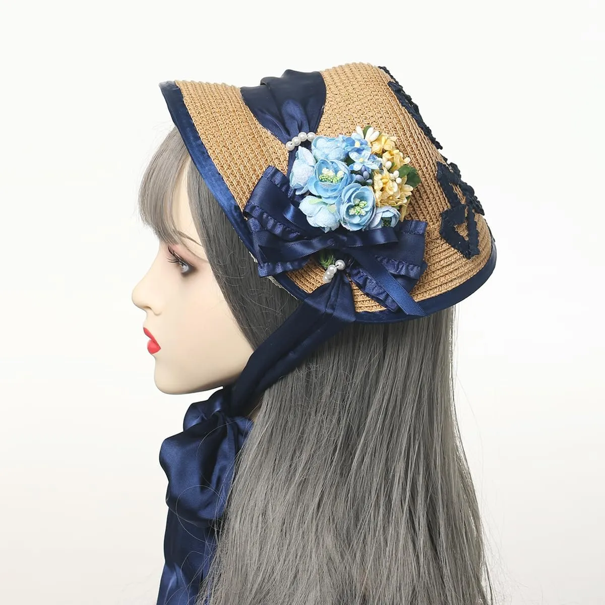 COSDREAMER Womens Victorian Hat Vintage Tea Party Sun Hat Flat
