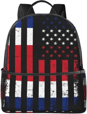 Costa Rican American Flag Costa Rica Roots Casual Backpacks Laptop Backpack Carry-on Daypack Sports Travel Rucksack Lightweight Working Bag for Outdoor Hiking Cycling Walking