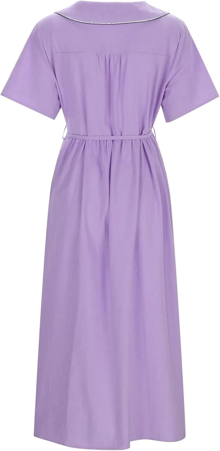 Cotton Linen Dresses for Women 2025 Trendy Button Down Plus Size Flowy A Line Maxi Dress Summer 3/4 Sleeve Boho Sundress