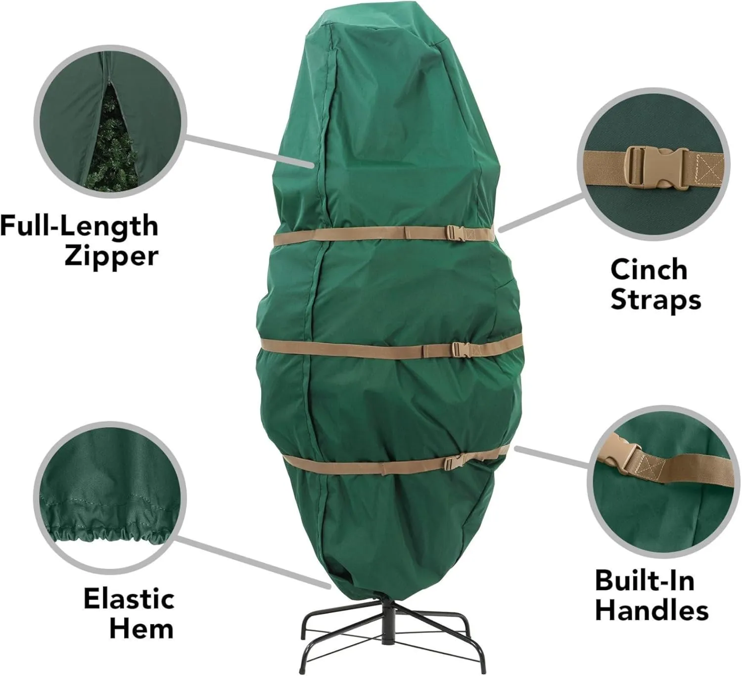 Covermates Keepsakes Upright Christmas Tree Storage Bag – Superior Protection, Cinch Straps – Holiday Storage, Green