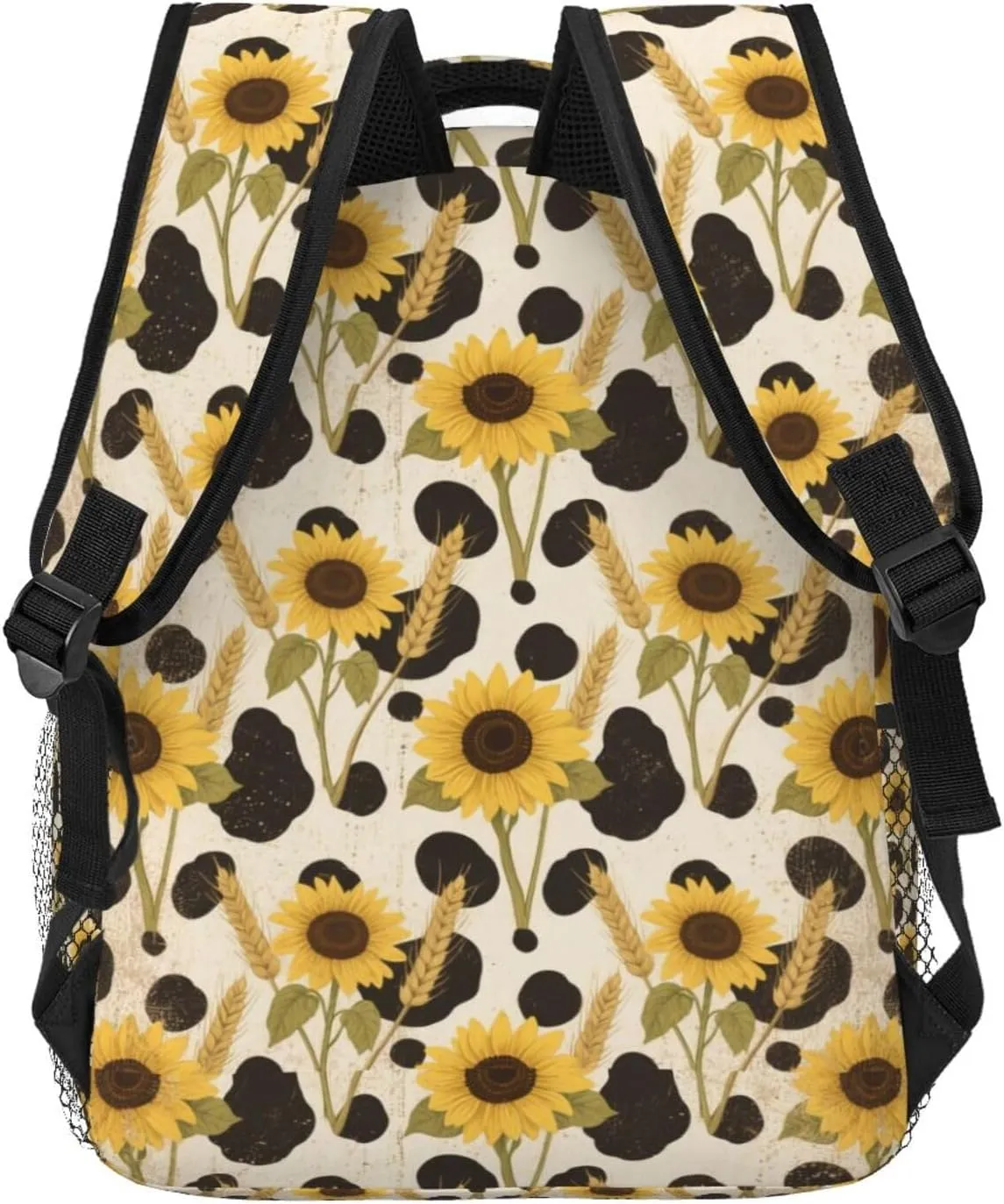 Cow Spot Sunflower Wheat Ear Adult Backpacks 15 Inch Laptop Backpack Travel Bag for Men Women Gifts