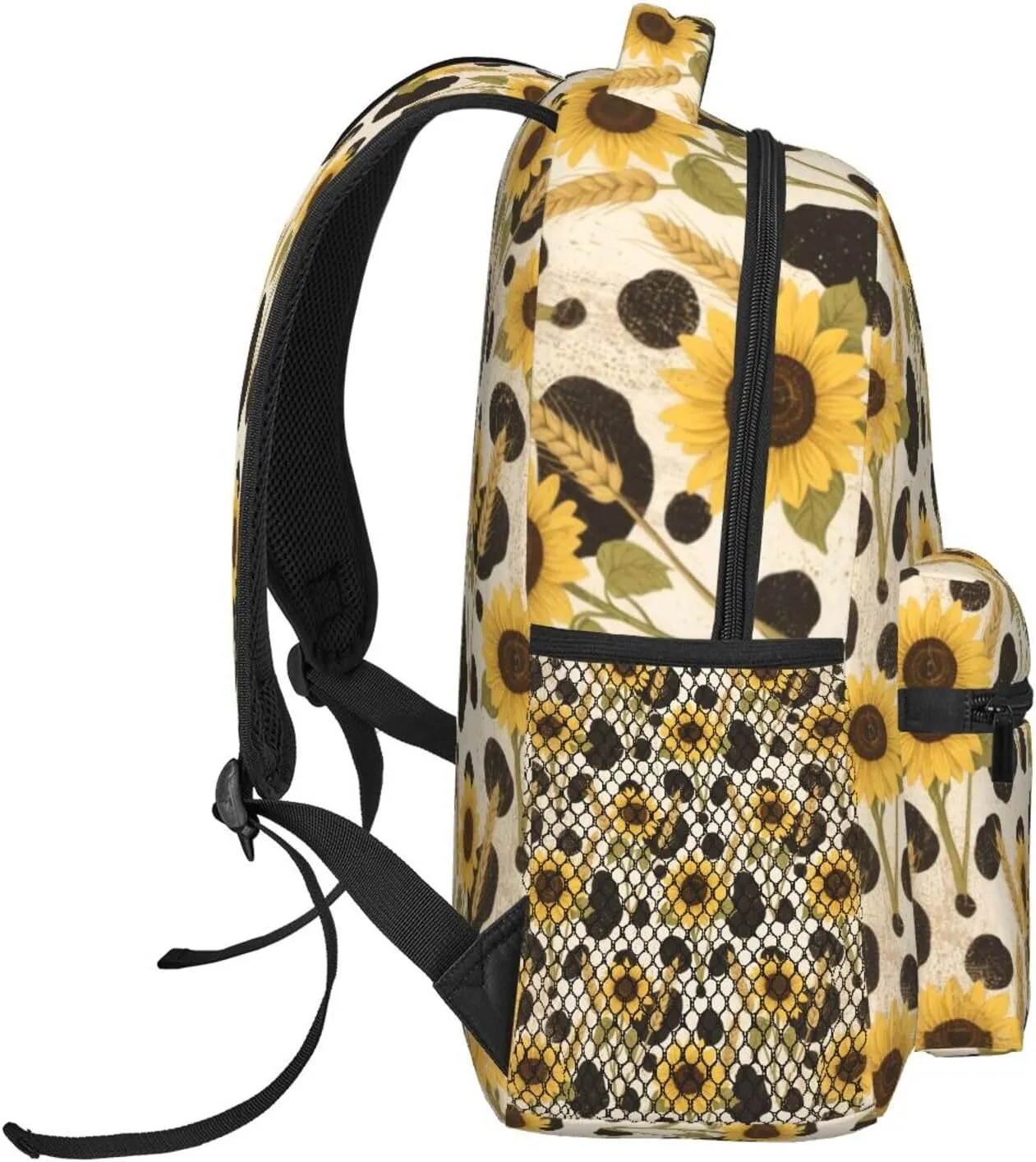Cow Spot Sunflower Wheat Ear Adult Backpacks 15 Inch Laptop Backpack Travel Bag for Men Women Gifts