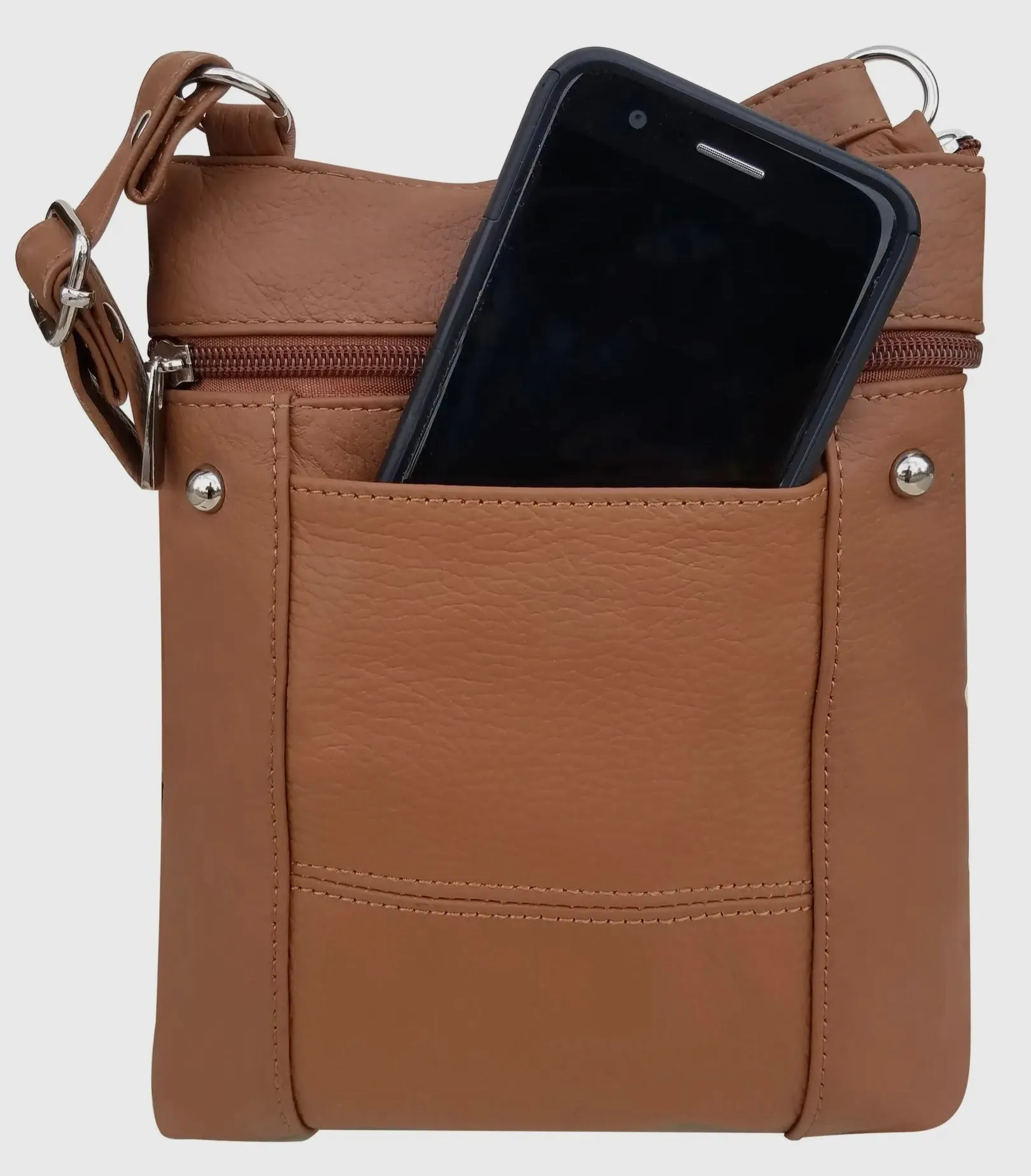 Cowhide Leather Crossbody Cell Handbag