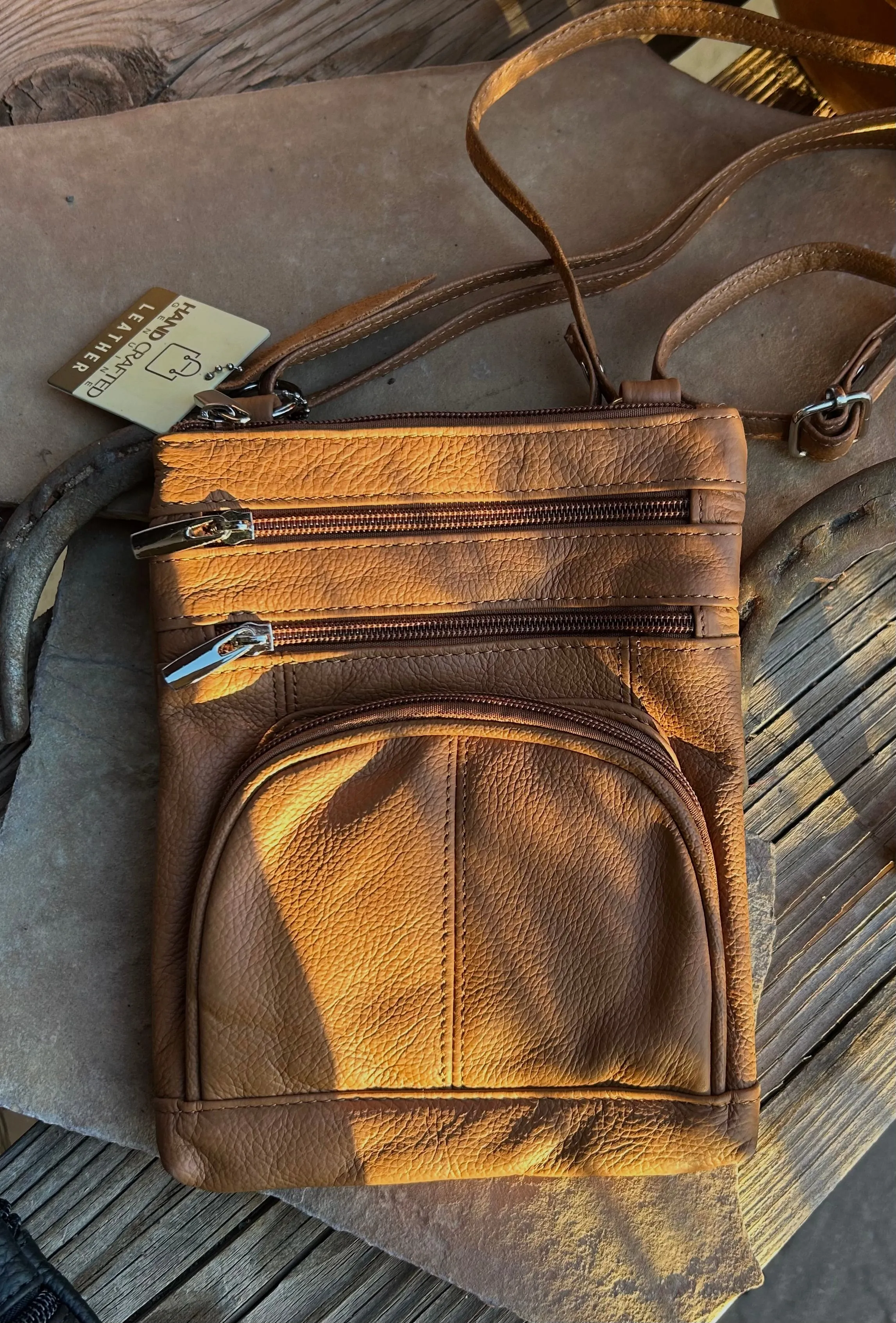Cowhide Leather Crossbody Cell Handbag