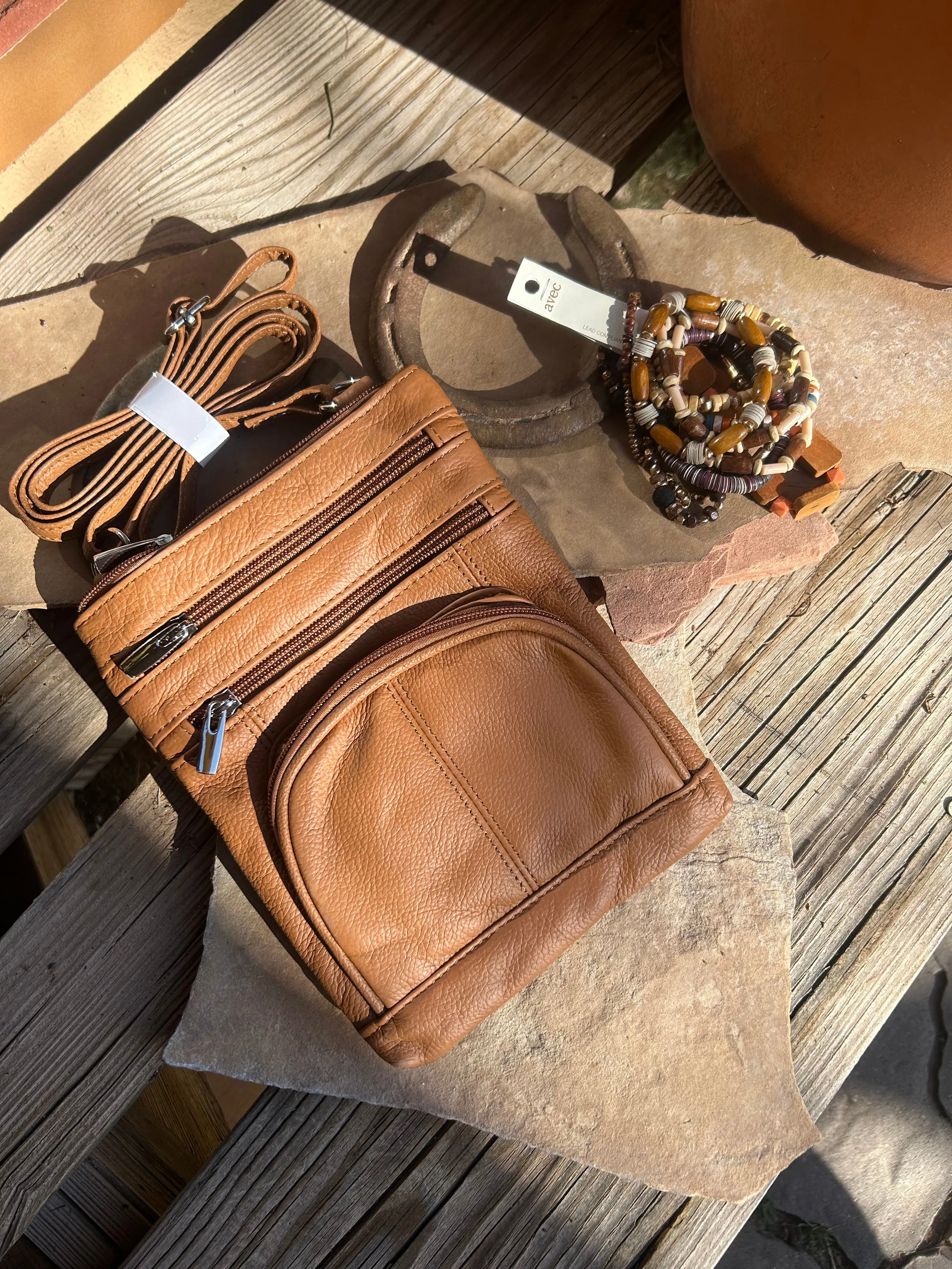 Cowhide Leather Crossbody Cell Handbag