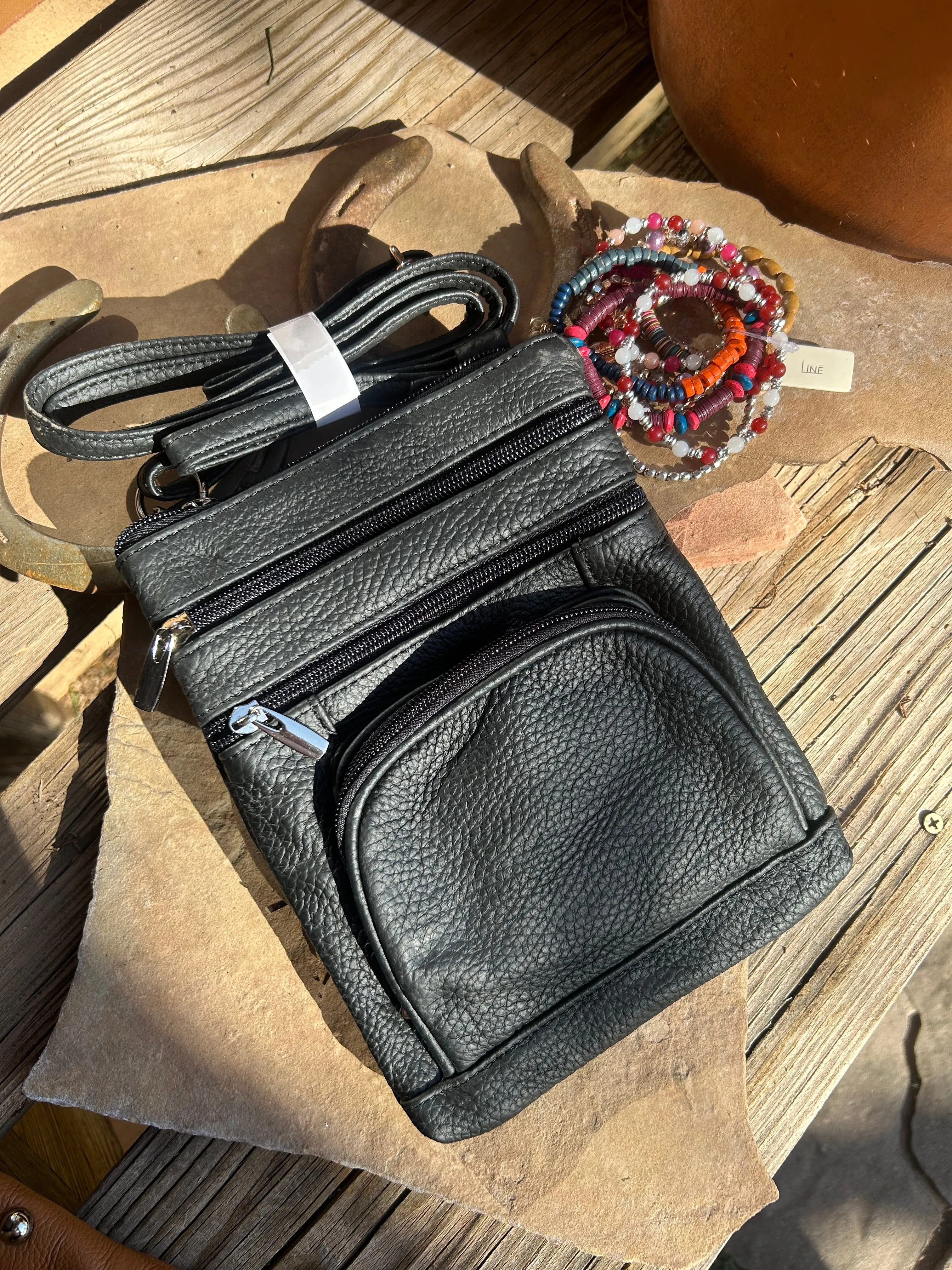 Cowhide Leather Crossbody Cell Handbag
